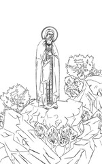 Seraphim of Sarov (name english). Greek coloring page in Byzantine style