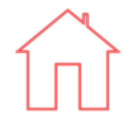 Red neon house icon for web design. Illustration, on a transparent background.