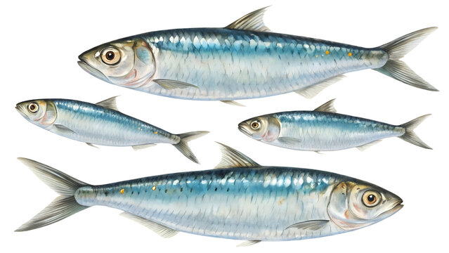 Sardines PNG Set &ndash; Realistic Small Fish Isolated on Transparent Background