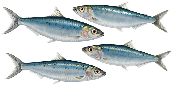 Sardines PNG Set &ndash; Realistic Small Fish Isolated on Transparent Background