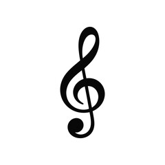 Fototapeta premium Black treble clef icon isolated on white background for musical notation