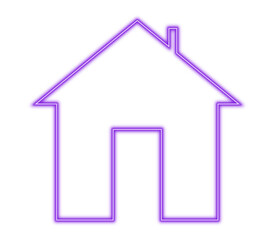 Violet neon house icon for web design. Illustration, on a transparent background.