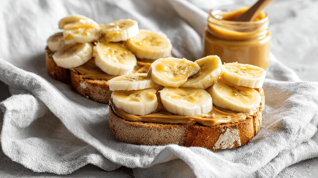 Breakfast Toast with Peanut Butter and Banana