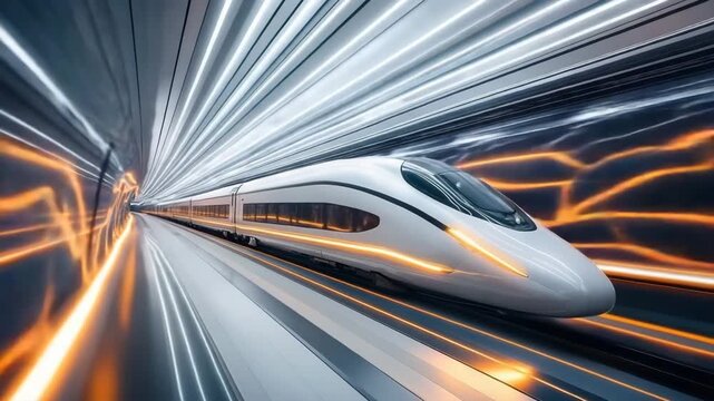 Gen Turbo high-speed train gliding through modern tunnel with dynamic light effects