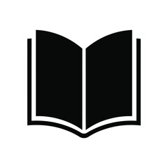 Open book icon illustration, flat design on white background for education