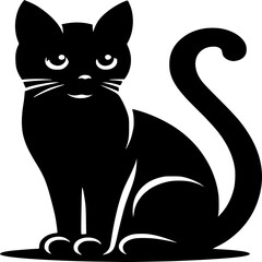 Obraz premium black and white cat vector illustration