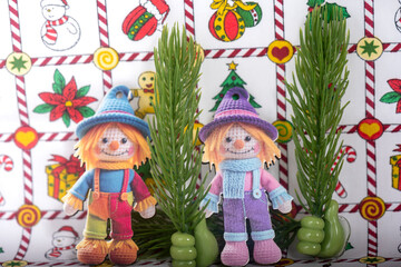 Christmas landscape with gifts and snow. Merry christmas and happy new year . Christmas celebration holiday background