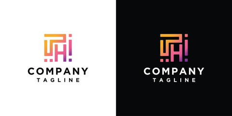 monogram letter TH logo is made with lines, a design for a luxurious, elegant and simple business. © sang