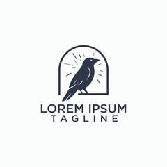 crow elegant logo design vector, crow vintage logos, animal icon design