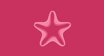 A stylized, pink starfish on a darker pink background. Its form is simple and graphic