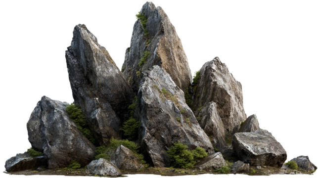 A majestic, snow-covered mountain peak isolated on a transparent background. perfect for outdoor 