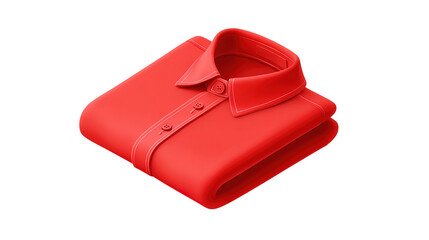 red shirt folded 3d icon in cartoon plastic style minimal isolated on transparent white background