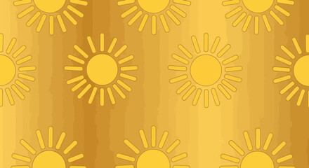 Fototapeta premium A golden, textured background features repeating sun designs with stylized rays