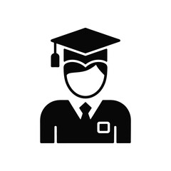 Graduate icon illustration with mortarboard, shirt, and tie on white background