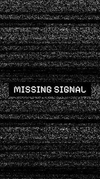 Switch Off Retro TV and Error Missing Signal Glitch Text Effect Animation. 4K Video