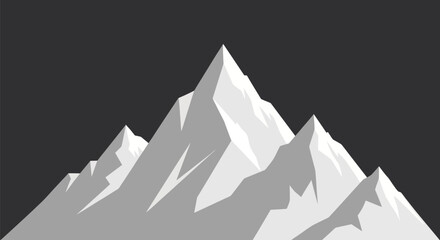 A geometric illustration of snowy mountains with a gradient gray sky backdrop © gudangPIXEL