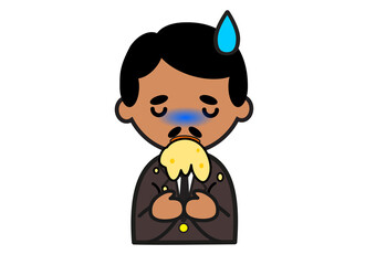 吐く中東系ビジネスマン