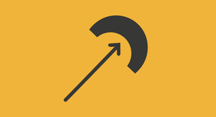 An upward-pointing arrow passes within an incomplete arc on an amber background