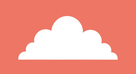 A white cloud shape against a coral background. Simple, flat design style