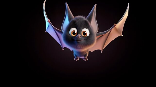 A playful animated bat hangs from a branch, peeking at the glowing 'Boo!' sign, creating a whimsical and enchanting atmosphere perfect for Halloween spirit.