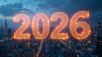 Happy new year 2026 greeting card illustration with a star and winter decoration for a holiday celebration and light design - Powered by Adobe