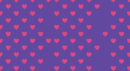 Pink hearts arranged on a purple background, creating a pattern