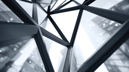 Naklejka premium Modern Corporate Glass and Steel Geometric Architecture Interior