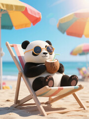 Cozy Panda Resting by the Sea