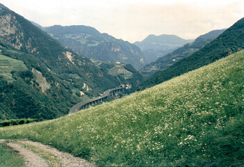 Mountain scenery at Scilliar, Trentino-Alto Adige, Italy, in the summertime