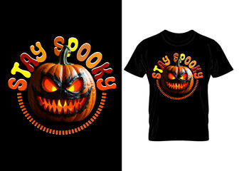 HALLWEEEN T SHIRT DESIGN  stay spooky halloween t shirt design pumkin  vector custom typography t shirt design template
