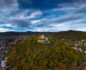 Aerial View of Historic Castle on Hilltop