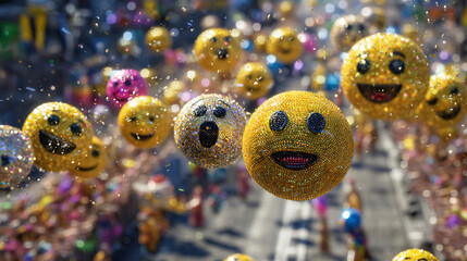 Floating emoji spheres