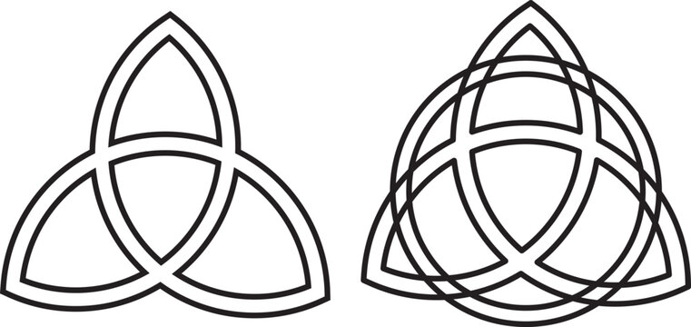 Ancient celtic trinity knot symbol icon set. Celtic trinity symbols. Triquetra icon set. Celtic knot symbol in on transparent background
