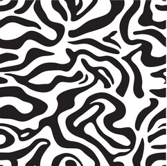 Abstract black and white organic pattern with flowing curvilinear shapes for modern art, textile, and graphic design themes