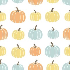 Pumpkin Patch Pattern: A vibrant array of colorful pumpkins arranged in a repeating pattern, showcasing the beauty and bounty of autumn, perfect for creating a seasonal design.