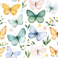 Fluttering Colors: An artful composition of various butterflies, showcasing a vibrant array of colors and delicate details. 