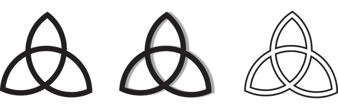 Ancient celtic trinity knot symbol icon set. Celtic trinity symbols. Triquetra icon set. Celtic knot symbol in on transparent background
