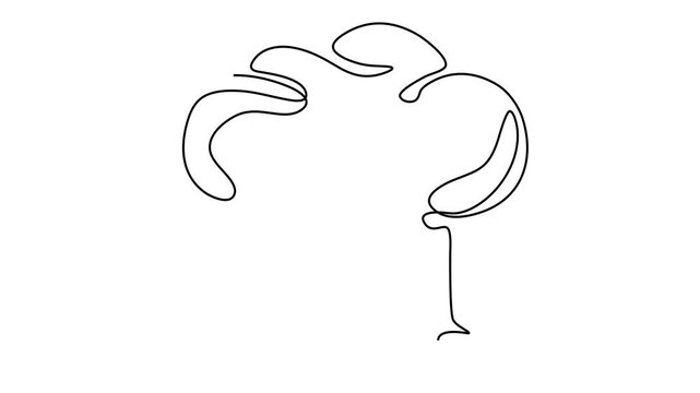 Animated self drawing of continuous line draw. fork, spoon and chef hat or cap . Menu food design. Full length one line animation. 4K 
