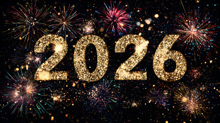 Elegant Happy New Year 2026 Numbers and Modern Typography 