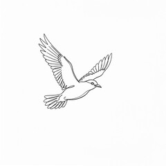 Obraz premium Outline drawing of flying bird with wings spread and elegant posture, representing freedom and nature. Artistic depiction emphasizes the beauty of flight,