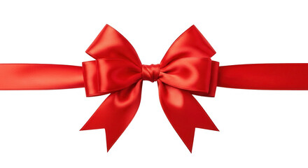 Fototapeta premium Vibrant red satin bow with ribbon isolated on transparent background