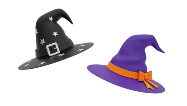 Spooky Witch Hat Duo isolated on transparent background