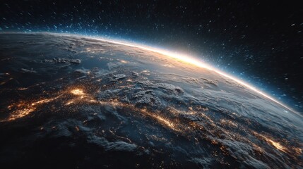 Fototapeta premium Earth from space sunrise