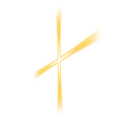 Diagonal orange glowing cross with depth on transparent background
