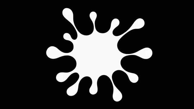 A 2D cartoon liquid splash or paint splat animation. This seamless loop is a perfect luma matte or alpha channel element for transitions, reveals, or motion graphics.