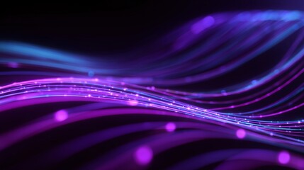 Flowing Neon Fiber Optic Lines with Glowing Particles