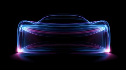 Electric Sports Car Outline Created with Glowing Light Trails