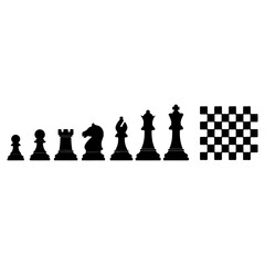 chess pieces on white background