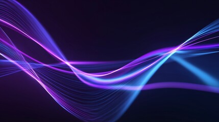 Flowing Neon Light Waves in Blue and Purple Tones
