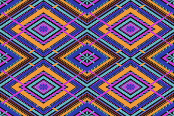 Vibrant vector illustration. Features seamless geometric pattern